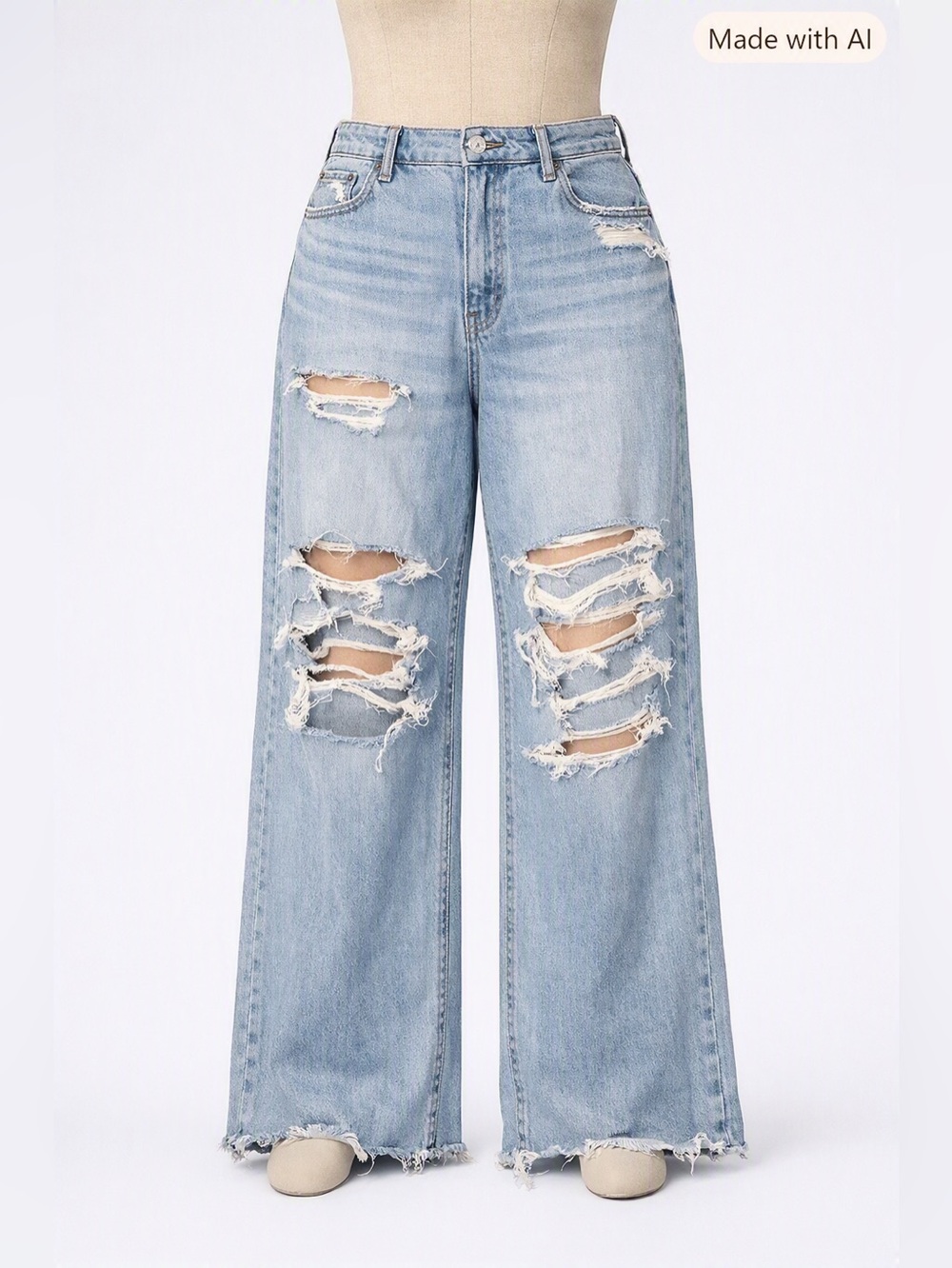 American Eagle Super High‑Rise Baggy Wide Leg Jeans | Size 14 Short | Light Wash